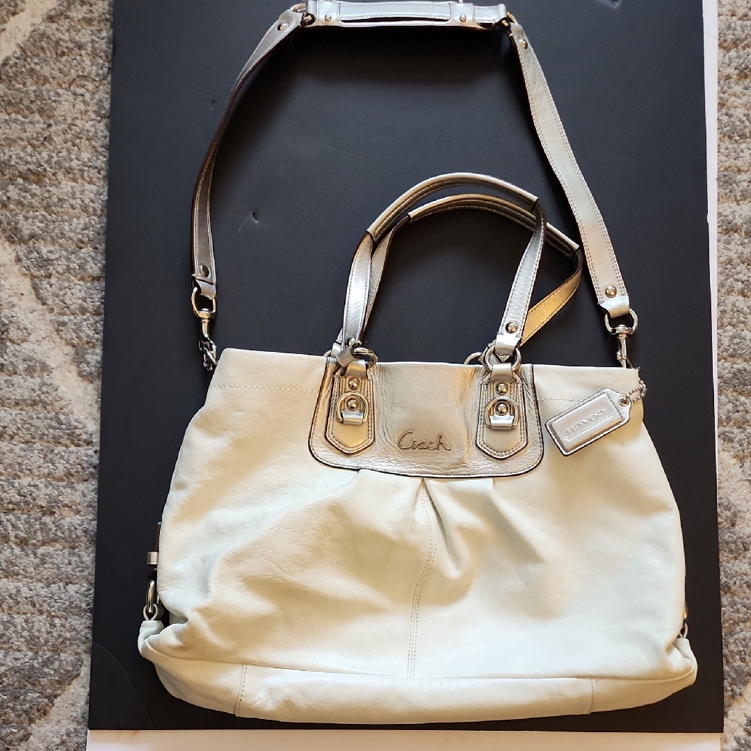 Coach White/Cream Ashley Leather With Silver Accents - Coach